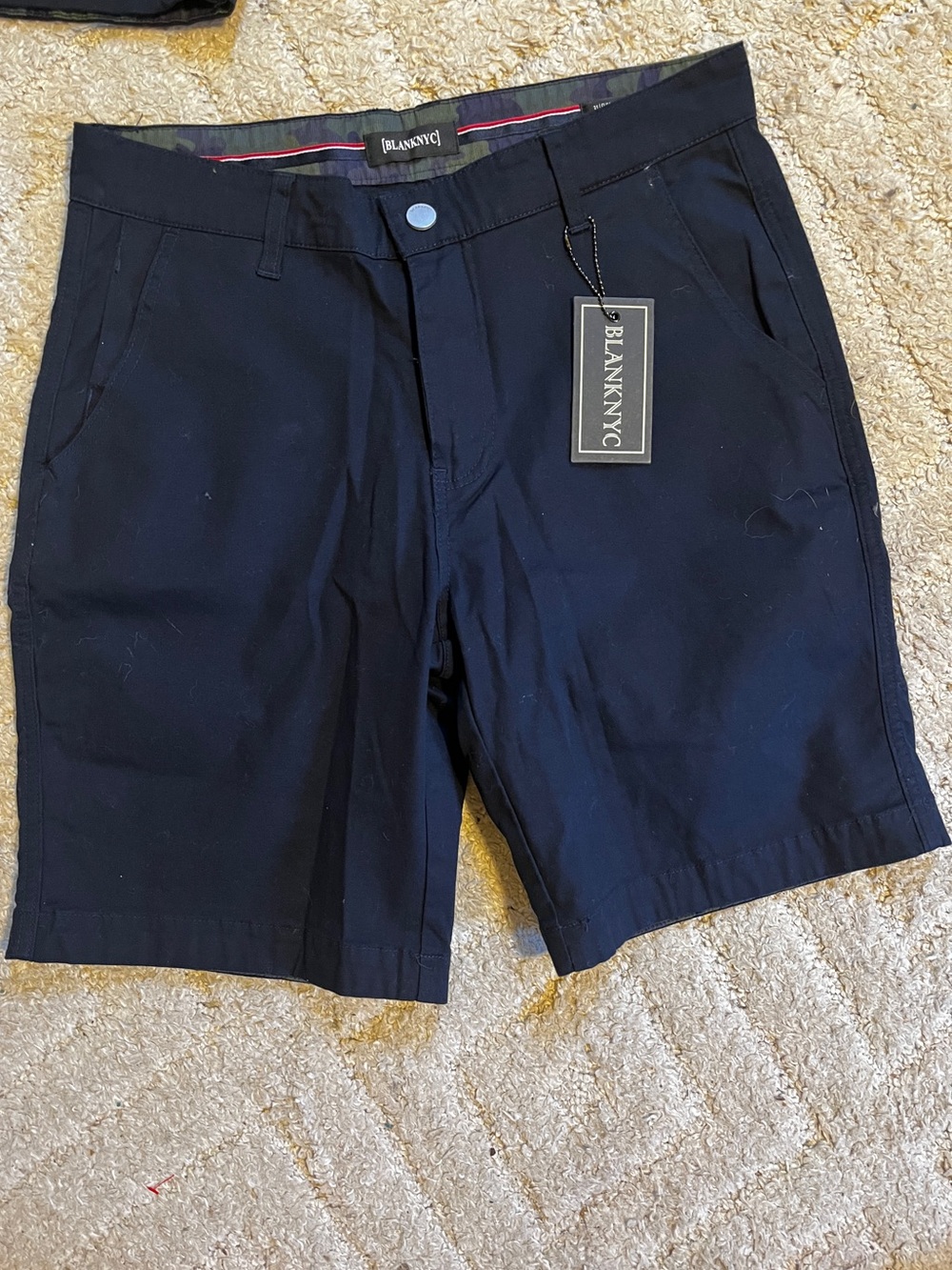 Blank NYC Men’s QUICK ACTION Navy BLUE Flat Front Shorts SZ 31 slim fit
